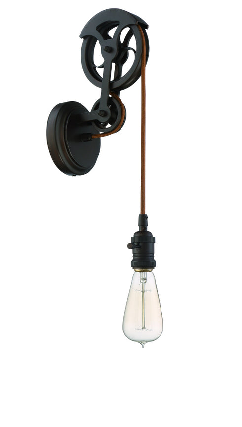 Craftmade Design & Combine Design A Fixture 1 Light Keyed Socket Pulley Wall Sconce Hardware in Aged Bronze Brushed Model: CPMKPW-1ABZ